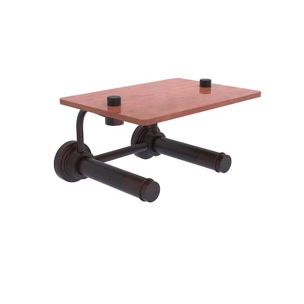 Allied Brass Waverly Place Collection Wall Mounted Toilet Paper Holder in Venetian Bronze with Wood Shelf