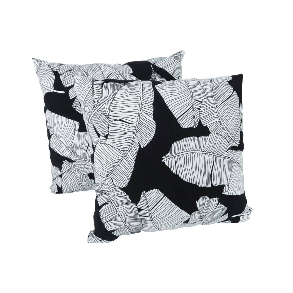 18 in. Black Leaf Pattern Square Outdoor Throw Pillow, Waterproof Decorative Cushion for Patio Furniture (2-Pack) price history on PriceWatchPro