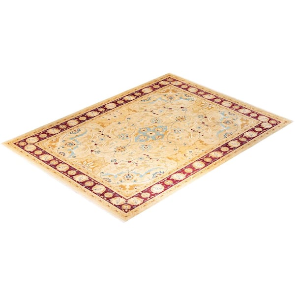 Mogul Traditional Yellow 10 ft. 1 in. x 13 ft. 9 in. Oriental Area Rug