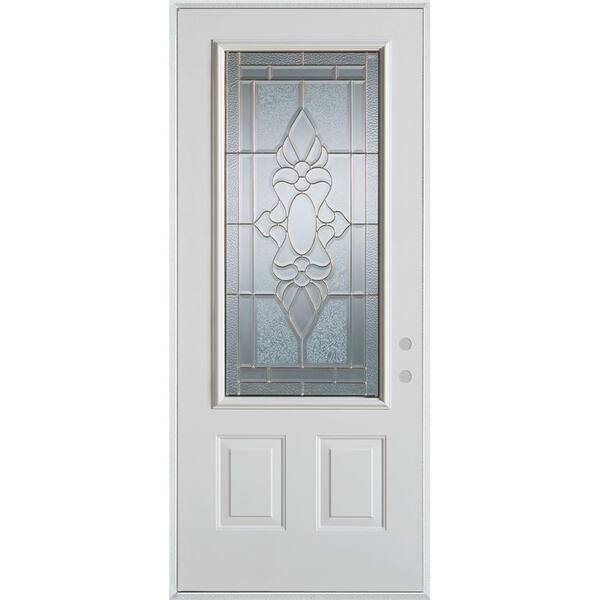 Stanley Doors Traditional Zinc 3/4 Lite 2-Panel Prefinished White Left-Hand Inswing Steel Prehung Front Door