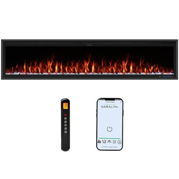 Prismaster ...keeps your home stylish 88 in. Smart Electric Fireplace Inserts Recessed and Wall Mounted Fireplace with Remote in Black