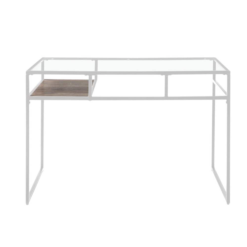 48.00 in. Rectangular White Metal Glass Home Office Desk Study Table Writin