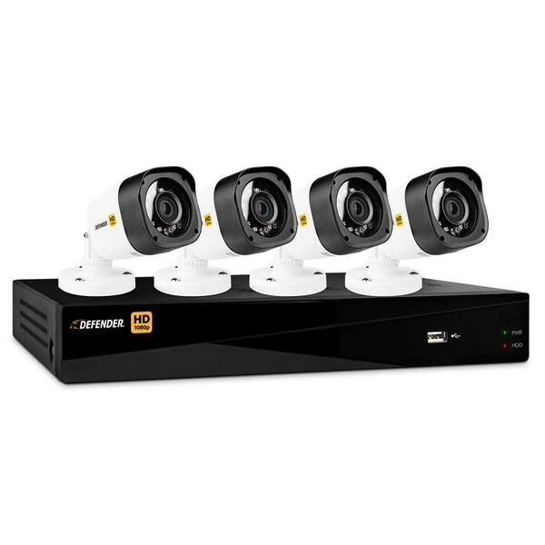 Defender 8-Channel HD 1080p 1TB Surveillance Systems Security System and 4 Bullet Cameras with Mobile Viewing