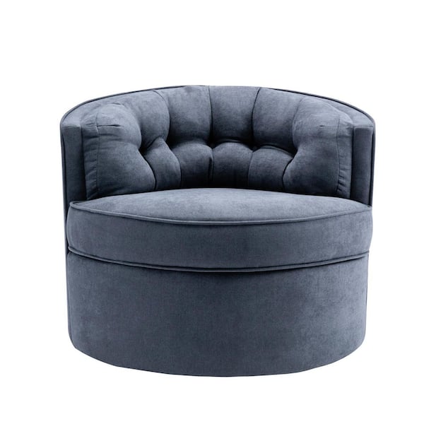 Z-joyee 33 in. W Gray Linen Barrel Chair