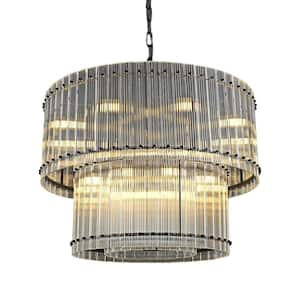 Modern Chandelier 37 in. 16-Lights 2-Tiers Drum Gold Chandelier for Dining Room, Foyer, Living Room, Bedroom