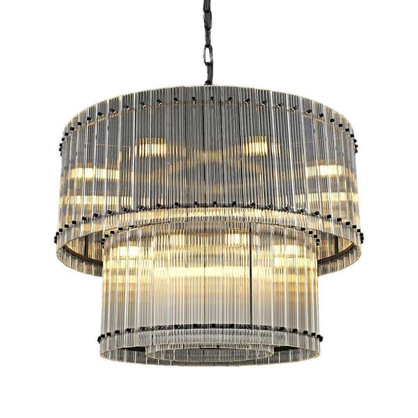 YUYI Modern Chandelier 37 in. 16-Lights 2-Tiers Drum Gold Chandelier for Dining Room, Foyer, Living Room, Bedroom