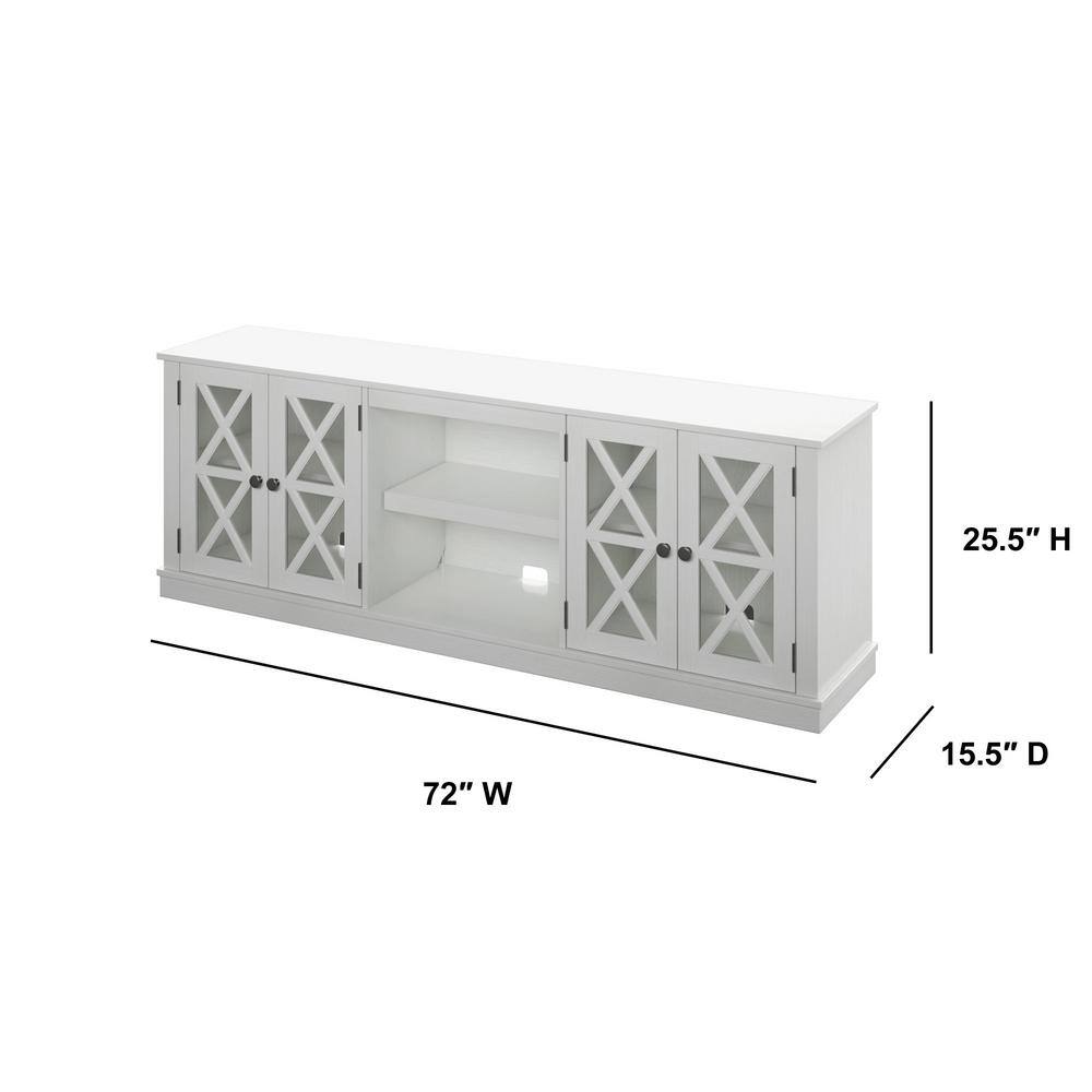 White Farmhouse TV Stand with Cabinets for 80" TVs
