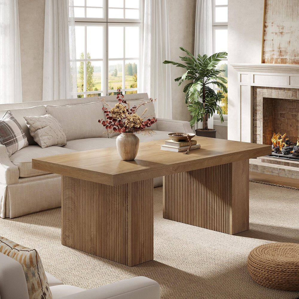 Kerlin 47.24 in. Brown Rectangle Wood Coffee Table Center Table for Living Room