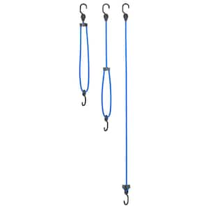 22 in. to 32 in. Adjustable Super Strong Bungee, Blue (2-Pack)