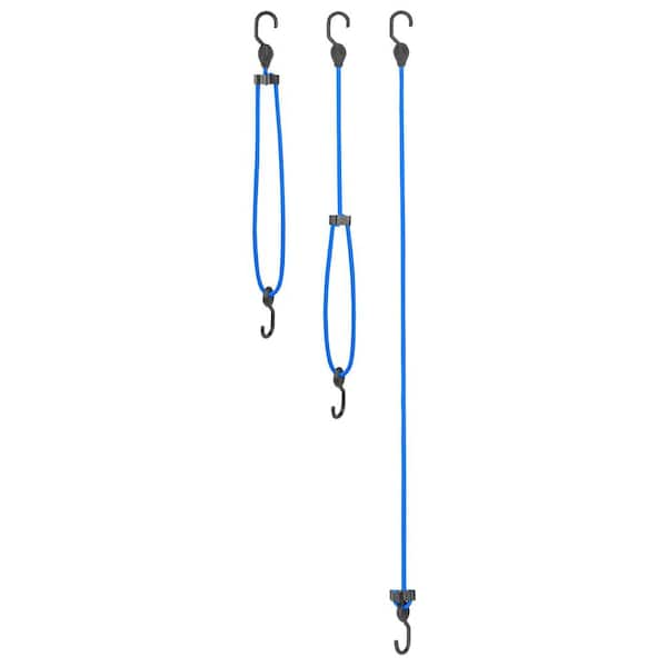 22 in. to 32 in. Adjustable Super Strong Bungee, Blue (2-Pack)