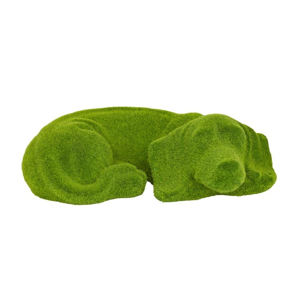 Litton Lane 5 in. Green MGO Country Cottage Dog Garden Sculpture