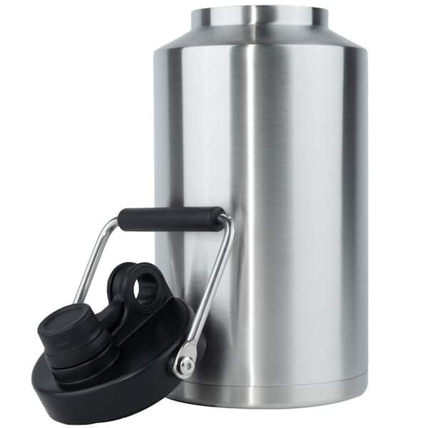 4 qt. Stainless Steel Insulated Gallon Cooler with Handle, Large Double Vacuum Water Bottle for Hot, Cold Drinks, Silver