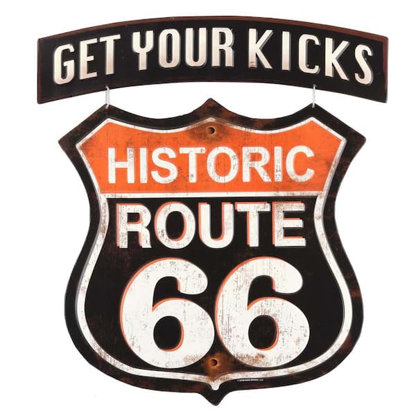 Open Road Brands Route 66 Get Your Kicks Linked Embossed Decorative Sign  90154792-S - The Home Depot
