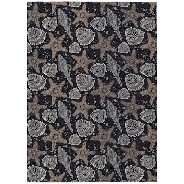 Surfside Black 5 ft. x 7 ft. 6 in. Geometric Indoor/Outdoor Area Rug