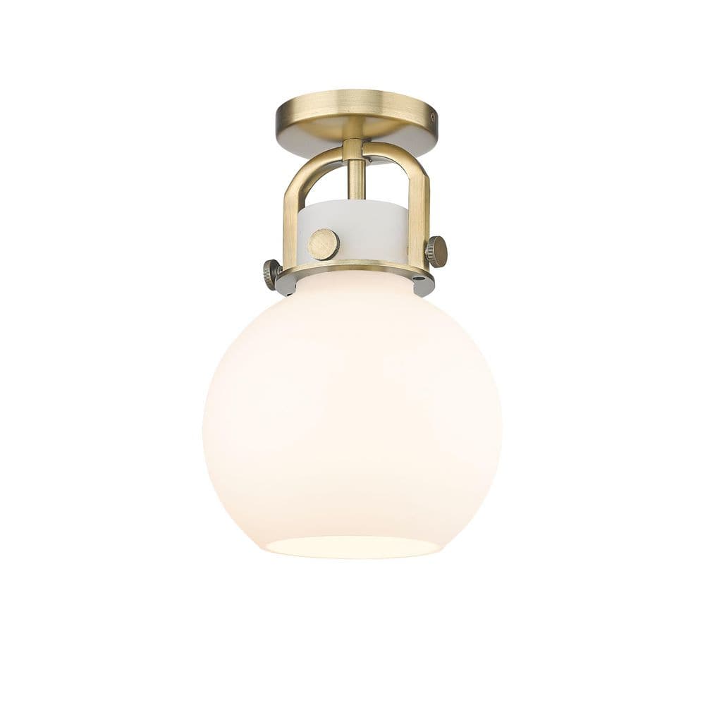 Newton Sphere 8 in. 1-Light Brushed Brass Industrial Flush Mount with Seeded Glass Shade price history on PriceWatchPro