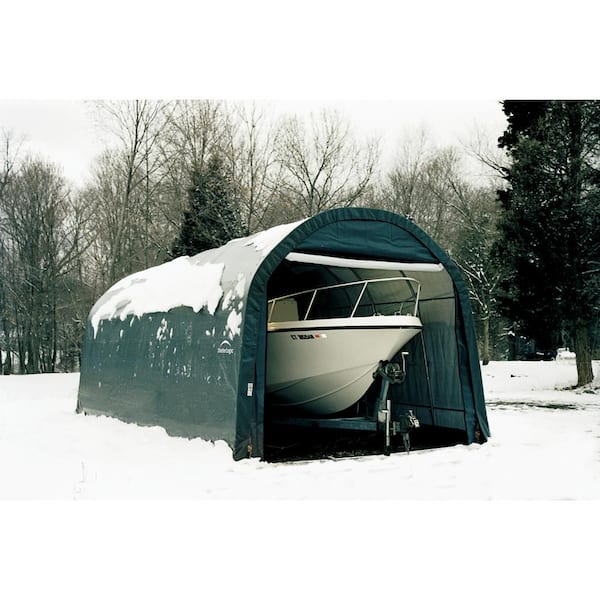 12 ft. W x 20 ft. D x 10 ft. H Galvanized Steel and PVC Garage Without Floor in Green with Heavy-Duty Green Cover