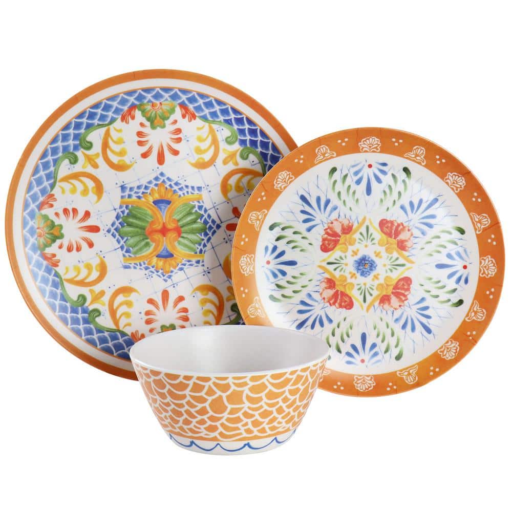 Tierra Multicolor Floral Bamboo Fiber 12-Piece Dinnerware Set