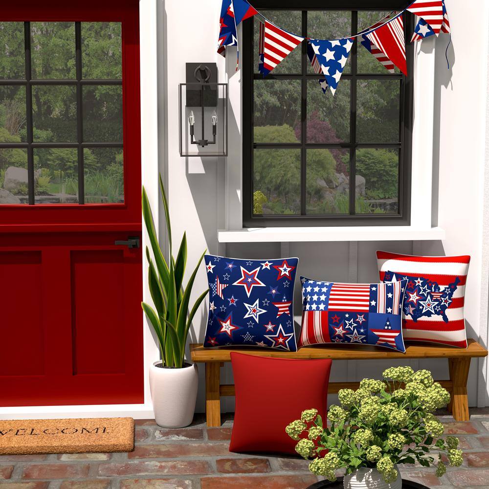 Pompeii Red 18.5" Square Outdoor Throw Pillows Set