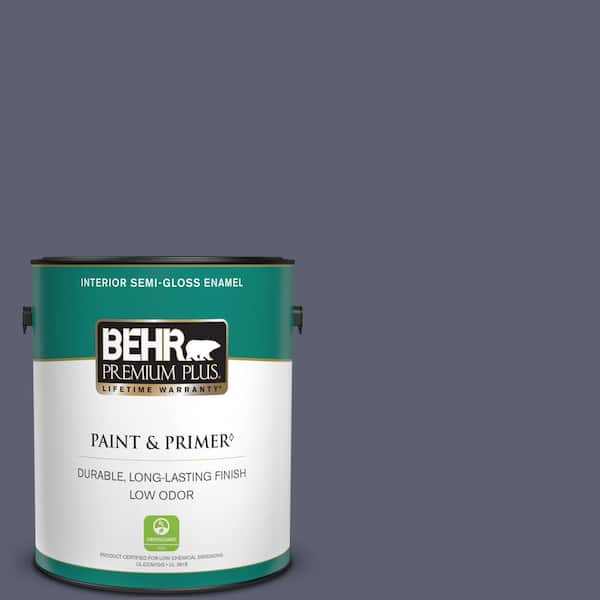 BEHR PREMIUM PLUS 1 gal. #S550-6 Mysterious Night Semi-Gloss Enamel Low Odor Interior Paint & Primer