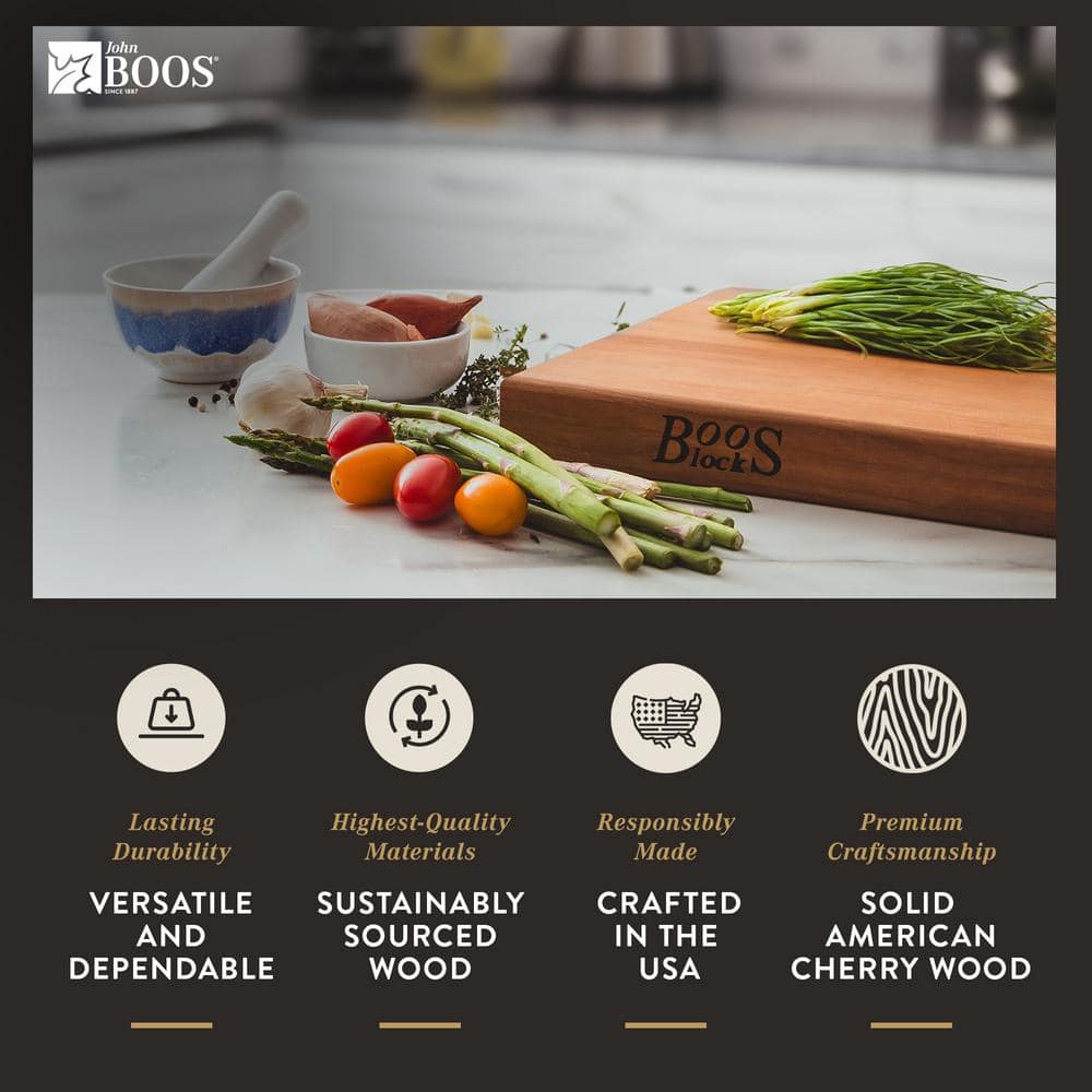 Cherry Wood Reversible Rectangular Cutting Board, 18.8 x 13 in