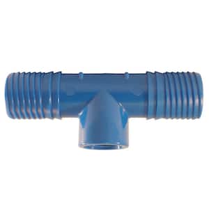 1 in. x 1/2 in. Barb Insert Blue Twister Polypropylene x FNPT Tee Fitting