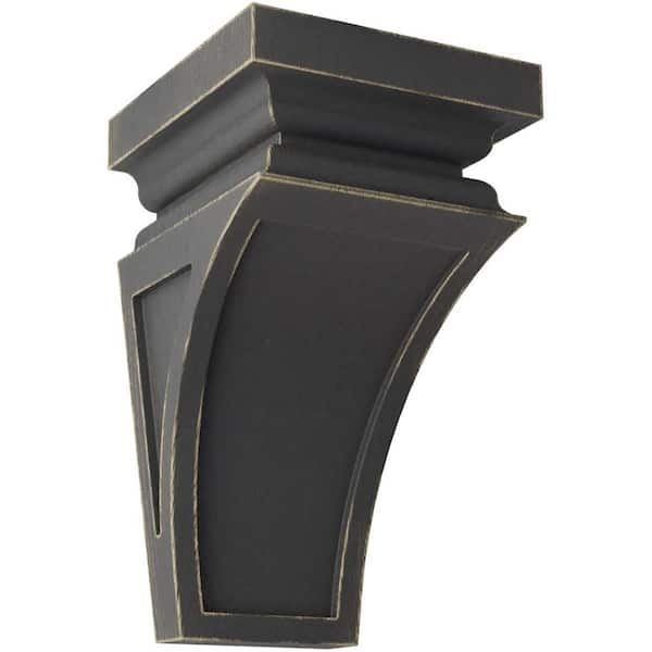 Ekena Millwork 3-1/2 in. x 6 in. x 3-3/4 in. Black Mini Nevio Wood Vintage Decor Corbel