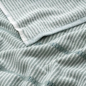 Company Cotton Narrow Stripe Reversible Spa Green Wash Cloth (Set of 2)