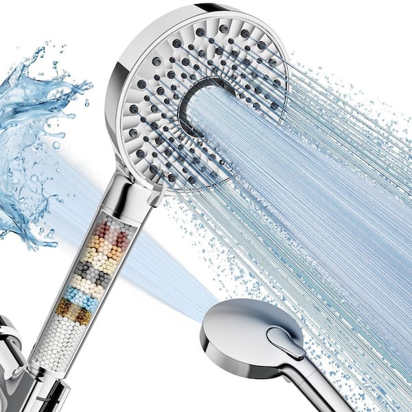 4-Piece Filtered Handheld Shower Headset, 10 Spray Modes, 360° Bracket, 59 in. Hose, Mounting Hardware, Polished Finish