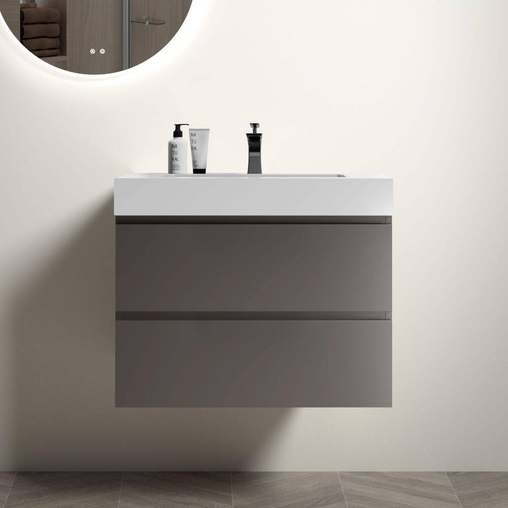 30 in. Single Sink Floating Gray Bath Vanity with White Ceramic Top (Assembled), DTC Soft-closing Drawers price history on PriceWatchPro