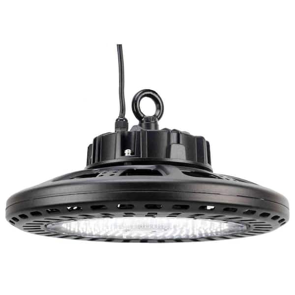 16 in. 600-Watt Equivalent Integrated LED Dimmable Black UFO High Bay Light, Selectable CCT 2700K/4000K/5000K