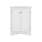 Triangle Bathroom Storage Cabinet with Adjustable Shelves, Freestanding Floor Cabinet in White for Home Kitchen
