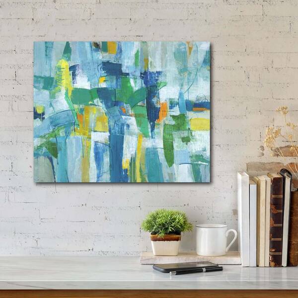 Courtside Market Blue Green Abstract I Gallery Wrapped Canvas Wall Art 20 In X 16 Web Ac202 16x20 The Home Depot - Wall Art Teal Blue Green