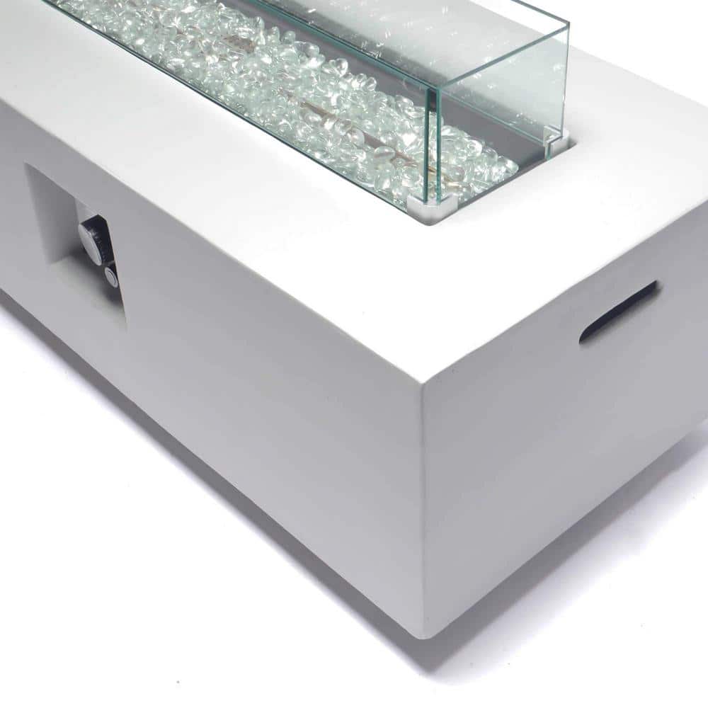 Gray Rectangular Liquid Propane Fire Pit Table with Side Storage