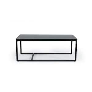 Valerie 23.5 in. Black Marble, Black Rectangle Stone Coffee Table