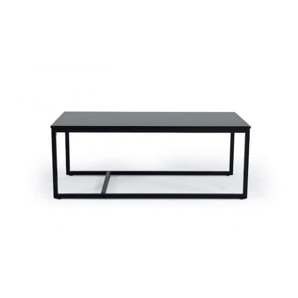 HomeRoots Valerie 23.5 in. Black Marble, Black Rectangle Stone Coffee Table
