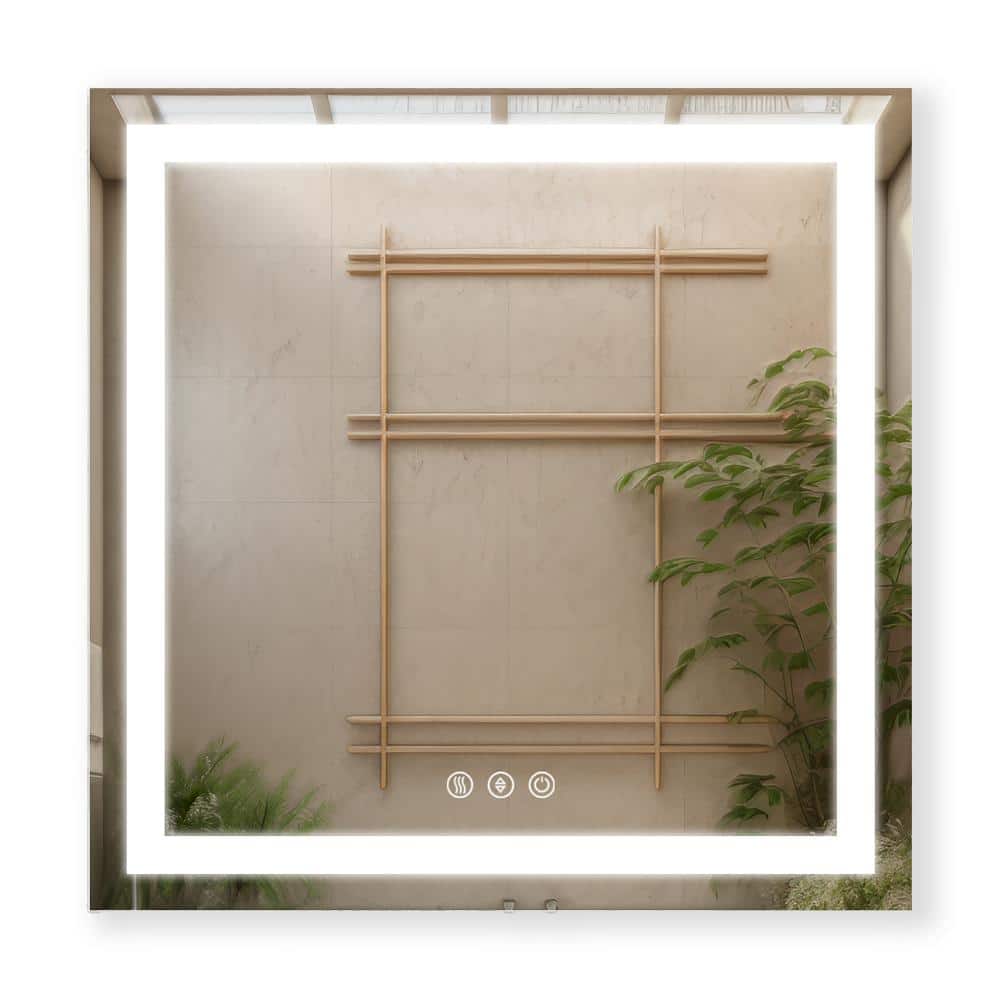 N36THR 36 in. W x 36 in. H Rectangular Frameless Led Mirror-Dimmable Wall B