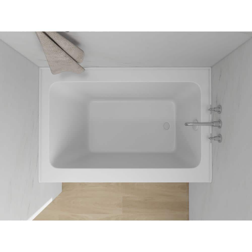 Pure White Acrylic Alcove Soaking Bathtub with Right Drain