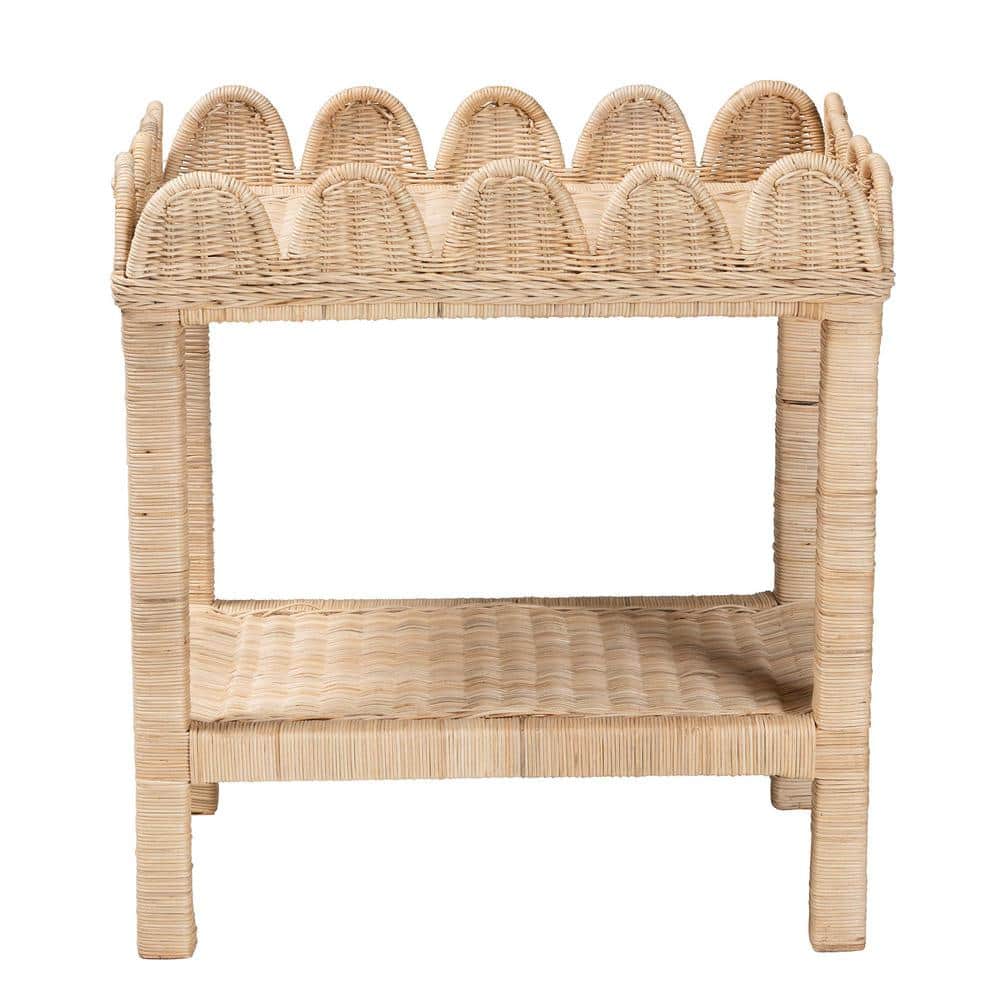 Sumana 25.6 in. Natural Rectangle Wicker Rattan End Table - thumbnail 3