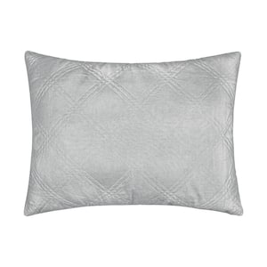 Washed Linen Light Grey Quilted Linen Front/Cotton Back 36 in. x 20 in. King Sham