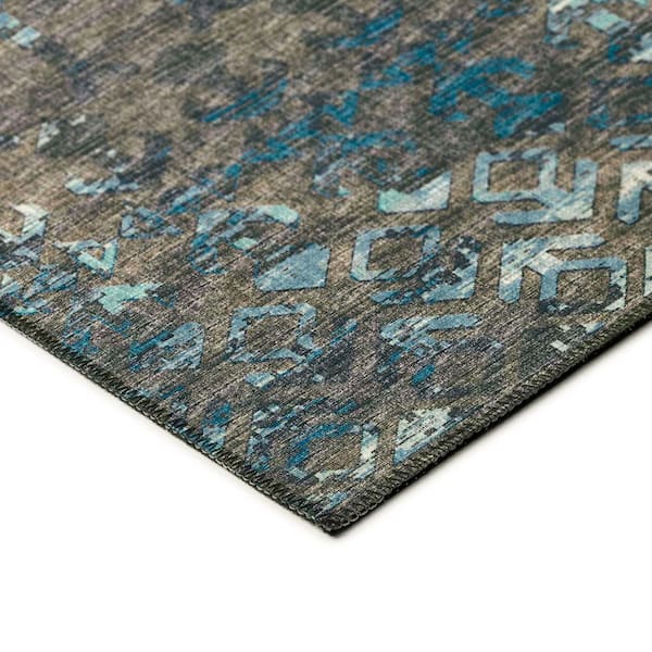 Bravado Brown 3 ft. x 5 ft. Geometric Indoor/Outdoor Washable Area Rug