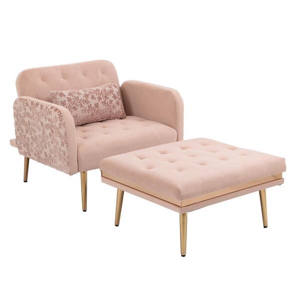 blush pink chair with ottoman