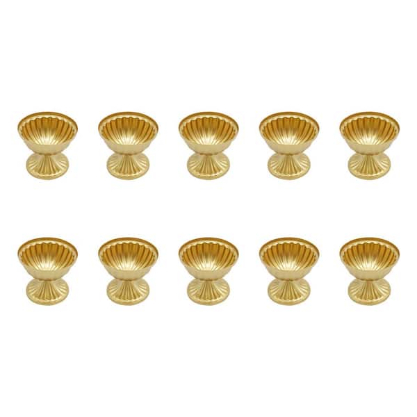 YIYIBYUS 3.7 in. Tall Tabletop Wedding Centerpieces Bright Gold Metal Trumpet Vase (10-Piece)