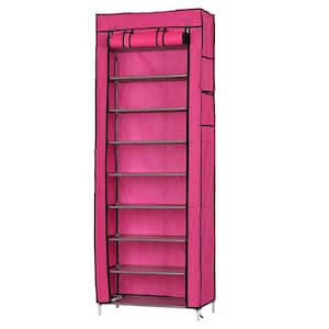 62.99 H 27-Pair 9-Tier Red Fabric Shoe Rack