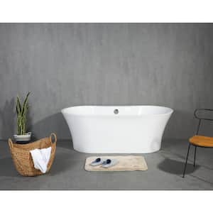 Emely 60 in. Acrylic Faltbottom Freestanding Bathtub in White