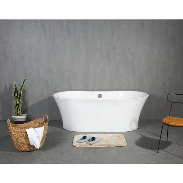 Eviva Emely 60 in. Acrylic Faltbottom Freestanding Bathtub in White