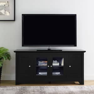 Carver 53 in. Matte Black Composite TV Stand 55 in. with Glass Doors