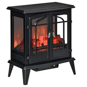 Freestanding Indoor Heater with Realistic Flame Effect, Electric Fireplace Stove Adjustable Temperature in Black