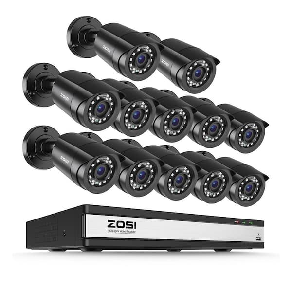 16-Channel 3K-Lite DVR Security Camera System with 12 Wired Day/Night 1080P Full HD Outdoor Bullet Cameras