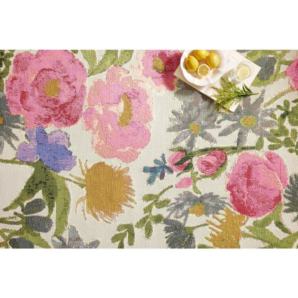 Ivory and Multicolor Floral Flat Woven Area Rug 2'-5" x 3'-11"