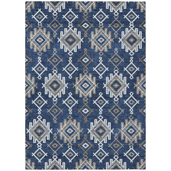 Chantille Machine Washable Indoor/Outdoor Abstract ACN3042 Navy 10 ft. x 14 ft. Area Rug